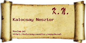 Kalocsay Nesztor névjegykártya